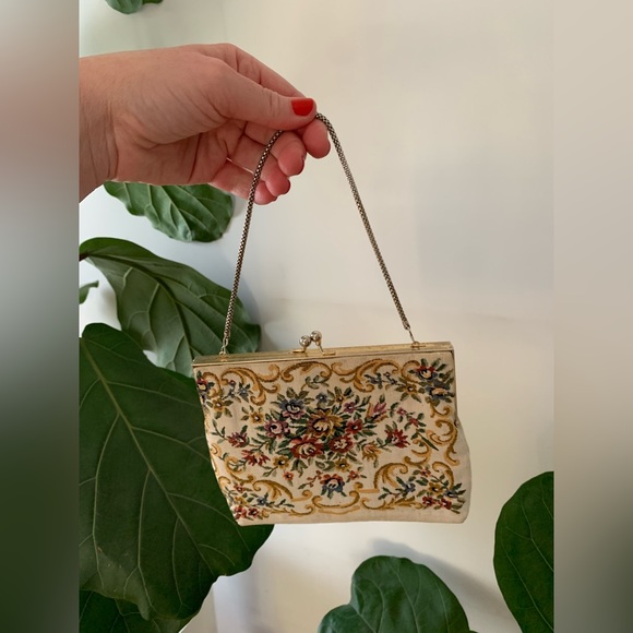 True Vintage embroidered tapestry small purse bag petit point - Picture 6 of 9